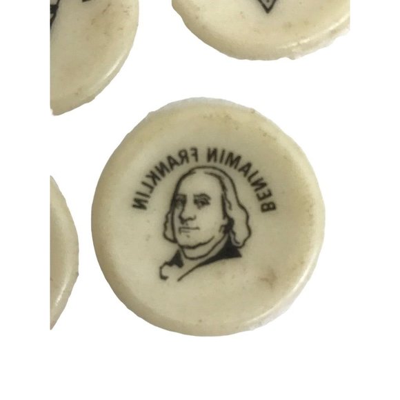 Set of 5 Vintage 1969 Coca-Cola Bottle Cap Inserts Pasteur Franklin Newton Washi - Picture 4 of 7